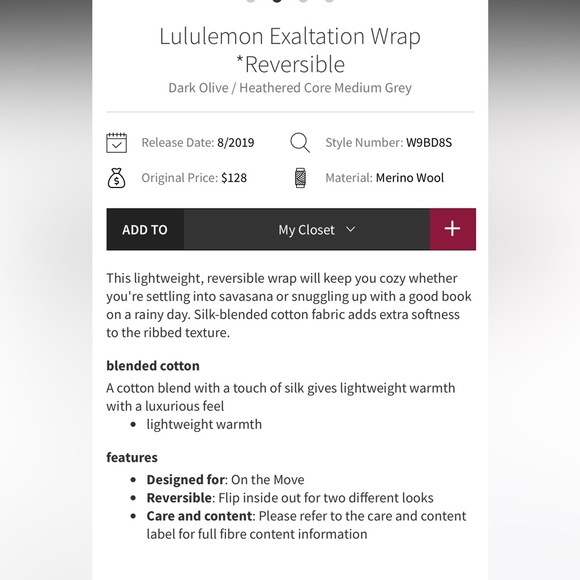 Lululemon Exaltation Wrap *Reversible - Picture 10 of 10